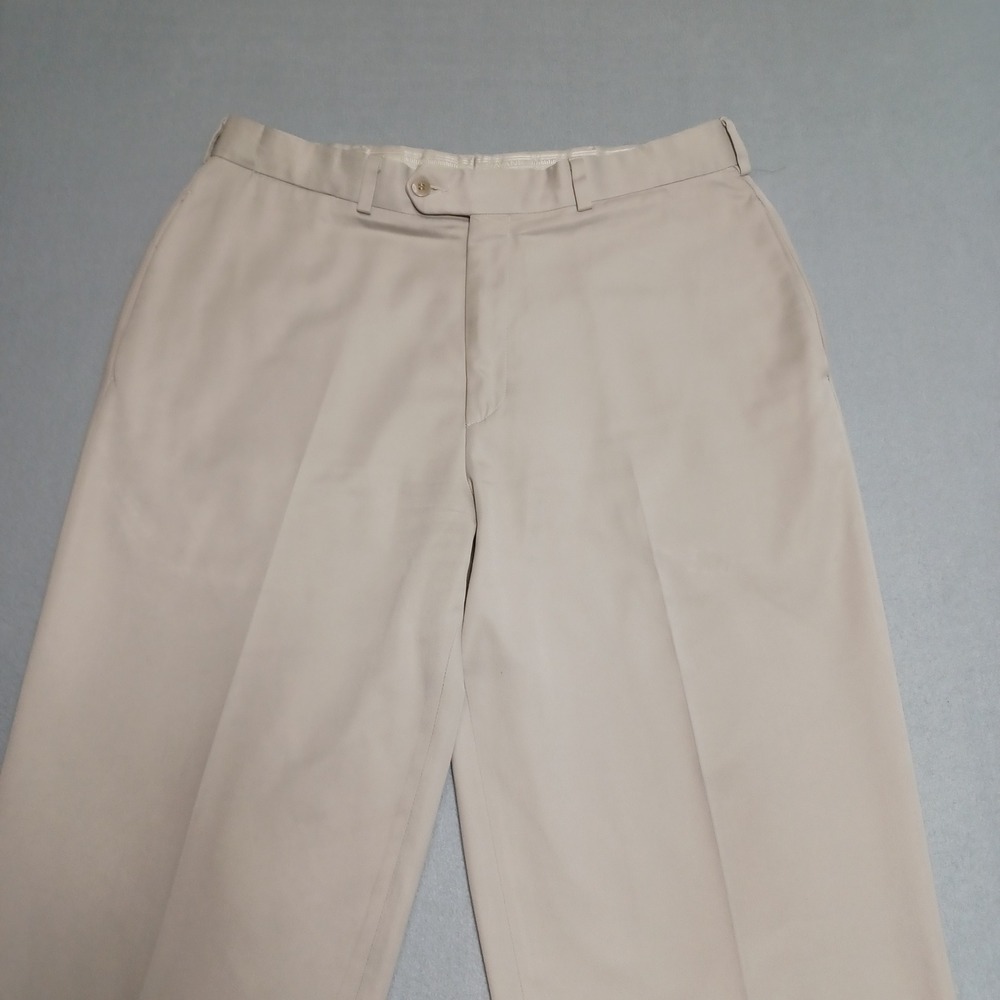 Savane Dress Pants Mens 34x30‎ Beige Silkworks Micro-Denier Polyester Flat Front